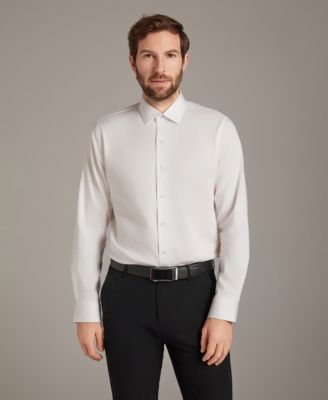 Men's Sateen Solid Contrast Buttons Dress Shirt