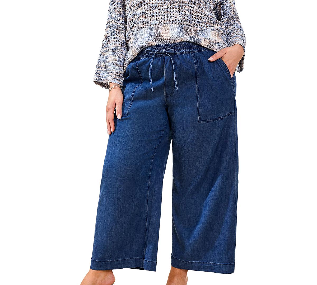 Tribal Plus Size Inclusive Audrey Jogger Wide-Crop Denim Jeans view 2 — MAYCSS fashion products