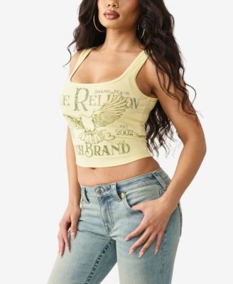 Women's Crystal Printed Rib Tank Top