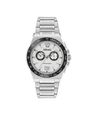Men's Greca Reaction Silver Stainless Steel Bracelet Watch, 43mm