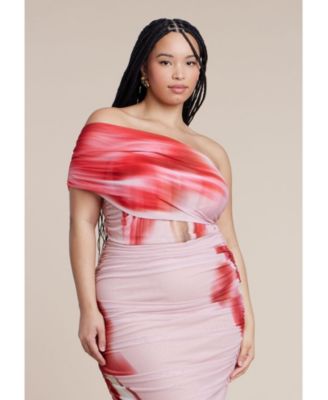 Women's Asym Mesh Shirred Dress