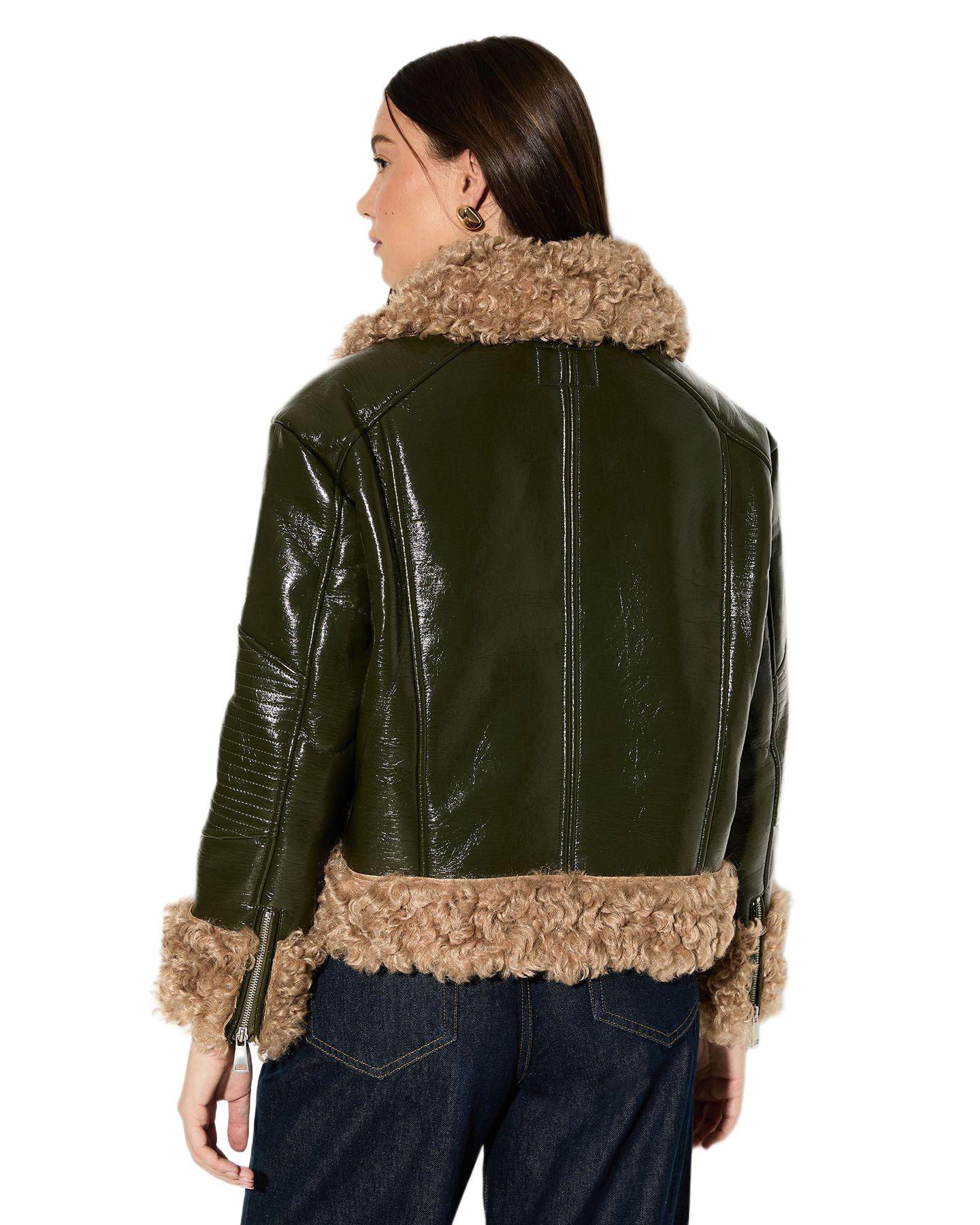 Женская куртка MissPap Premium Faux Fur Collar Aviator, цвет: Оливковый — фото 3