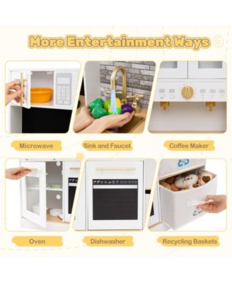 Kids Wooden Kitchen Playset with Stove, Sound & Lights for Ages 3