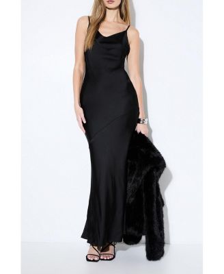 Women's Premium Satin Bow Bridesmaid Dress