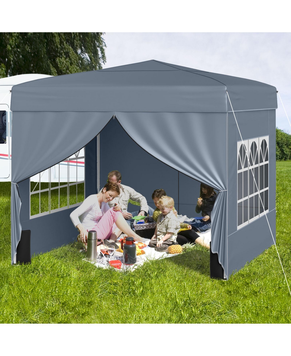 Mecale 10x10 ft Pop-Up Canopy Tent Outdoor Patio Shelter with 4 Sidewalls