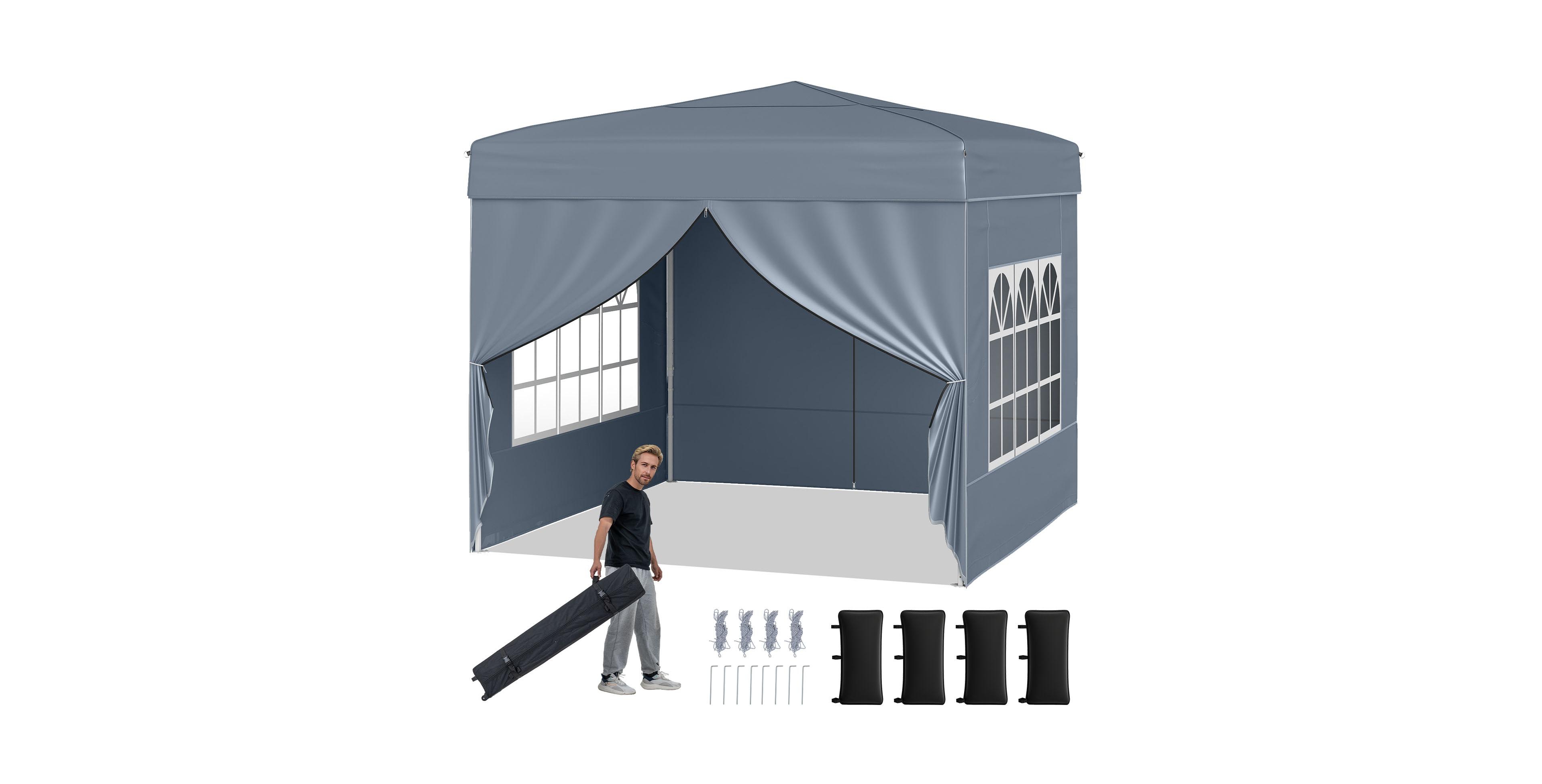 Mecale 10x10 ft Pop-Up Canopy Tent Outdoor Patio Shelter with 4 Sidewalls