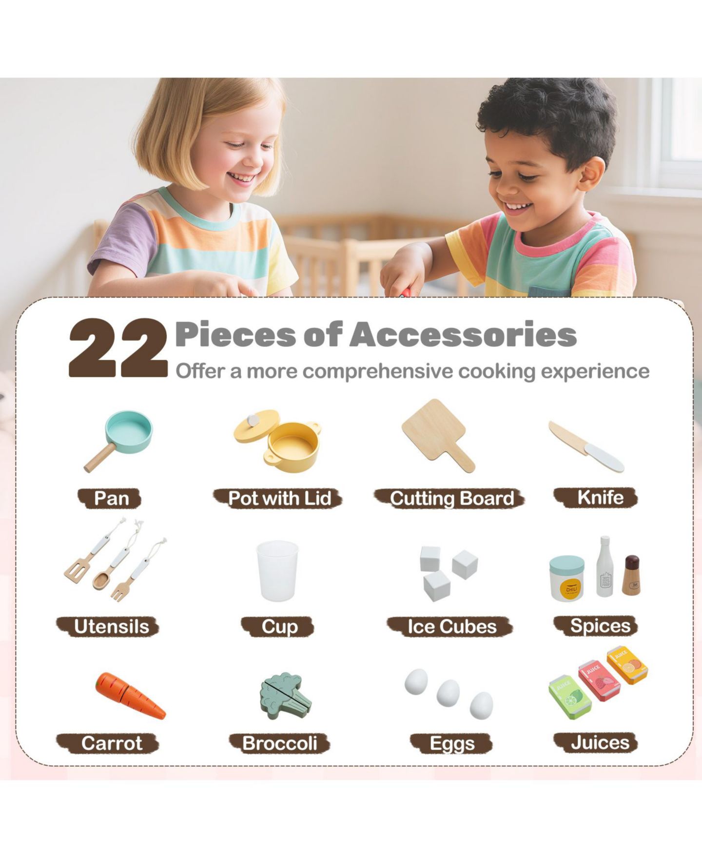 Детская игрушка Mecale Wooden Outdoor Mud Kitchen for Kids, Play Kitchen Toy for Ages 3–8, цвет: Коричневый — фото 8