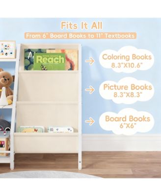 Bookcase for Kids: 3-Tier Storage with Pockets, Toys Rack, Safety