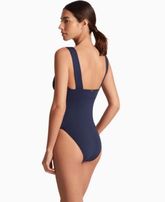 Women's Modern V-Neck Sculpting One-Piece Swimsuit