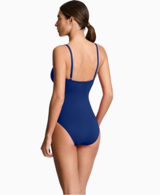 V Wire Over The Shoulder One Piece Swimsuit