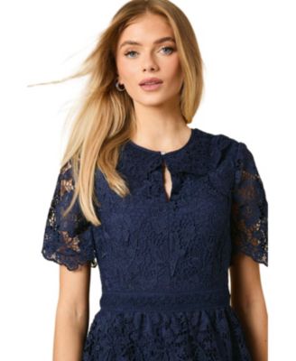 Women's Occasion Lace Collared Midi Dress