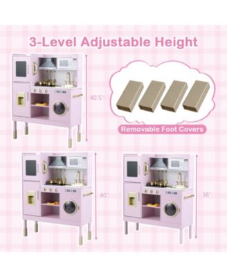 Pretend Play Kitchen Toy with Range Hood, Ice Maker & Telephone for Kids  Role Play