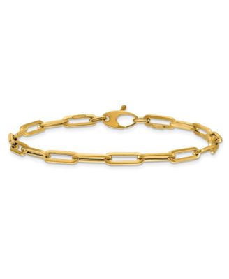 Solid 18k Gold Italian 7.5 Inch 4mm Paperclip Link Bracelet