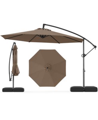 10 FT Offset Hanging Umbrella with Base Patio Cantilever Umbrella 360degree(s) Rotation