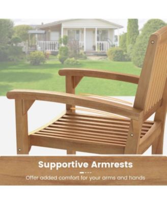 Patio Outdoor Chair Featuring Slatted Seat and Curved Comfort