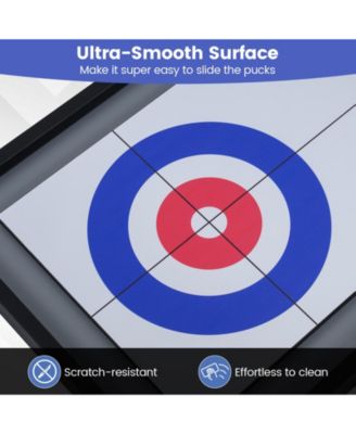 2-in-1 Portable Shuffleboard & Curling Game, Reversible Tabletop