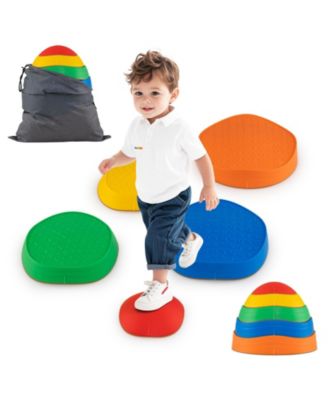 5-Piece Stepping Stones for Kids, Non-Slip Balance Stones with Storage Bag