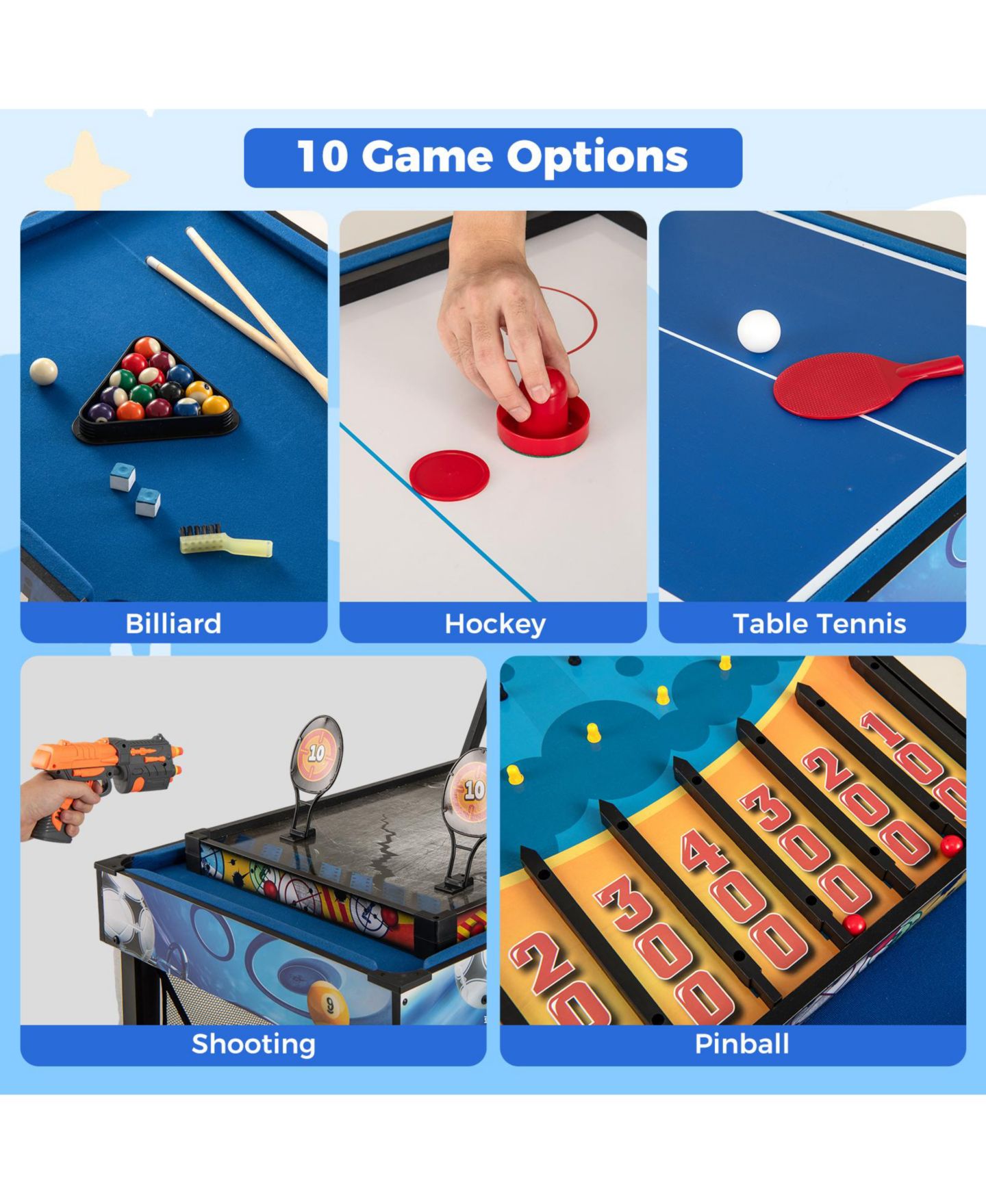 Детская игрушка Mecale 10-in-1 Multi-Game Table, Ages 8+, цвет: Чёрный — фото 5