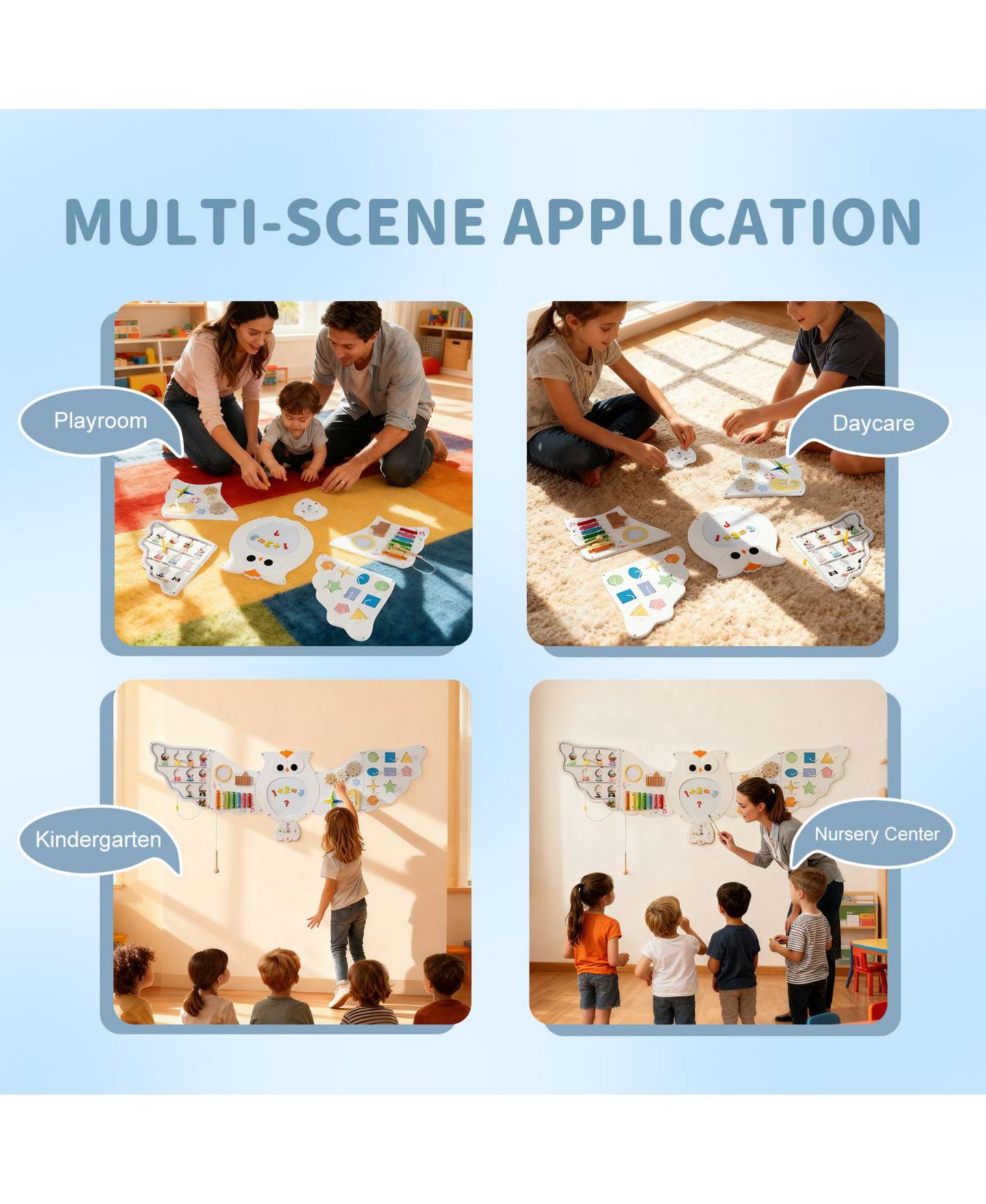 Детская игрушка Mecale 11-in-1 Owl Montessori Activity Busy Board, Ages 3+, цвет: Белый — фото 5
