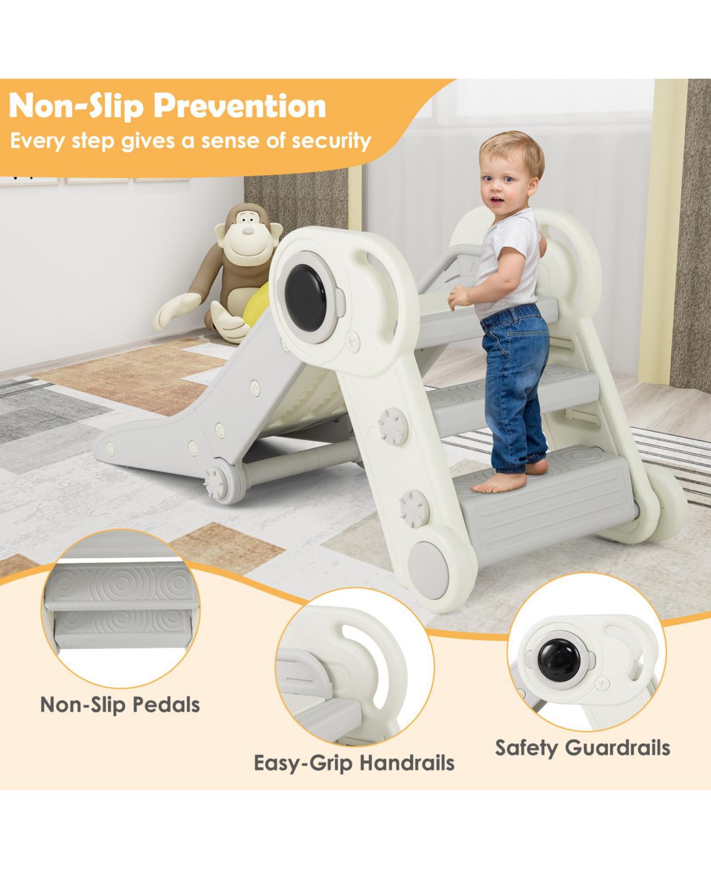 Детская игрушка Mecale 2-in-1 Baby Slide and Climber for Toddlers, 18+ Months, цвет: Белый — фото 5