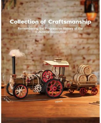 3D Puzzle Adults 469pcs Electric Vintage Car Steam Engine Model Kits, Mechanical Wooden Assembly Puzzles Vehicle DIY Hobbies Christmas Gifts