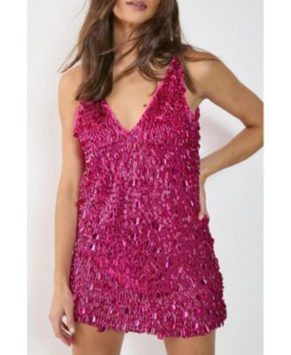 Women's Cluster Sequin Plunge Mini Dress