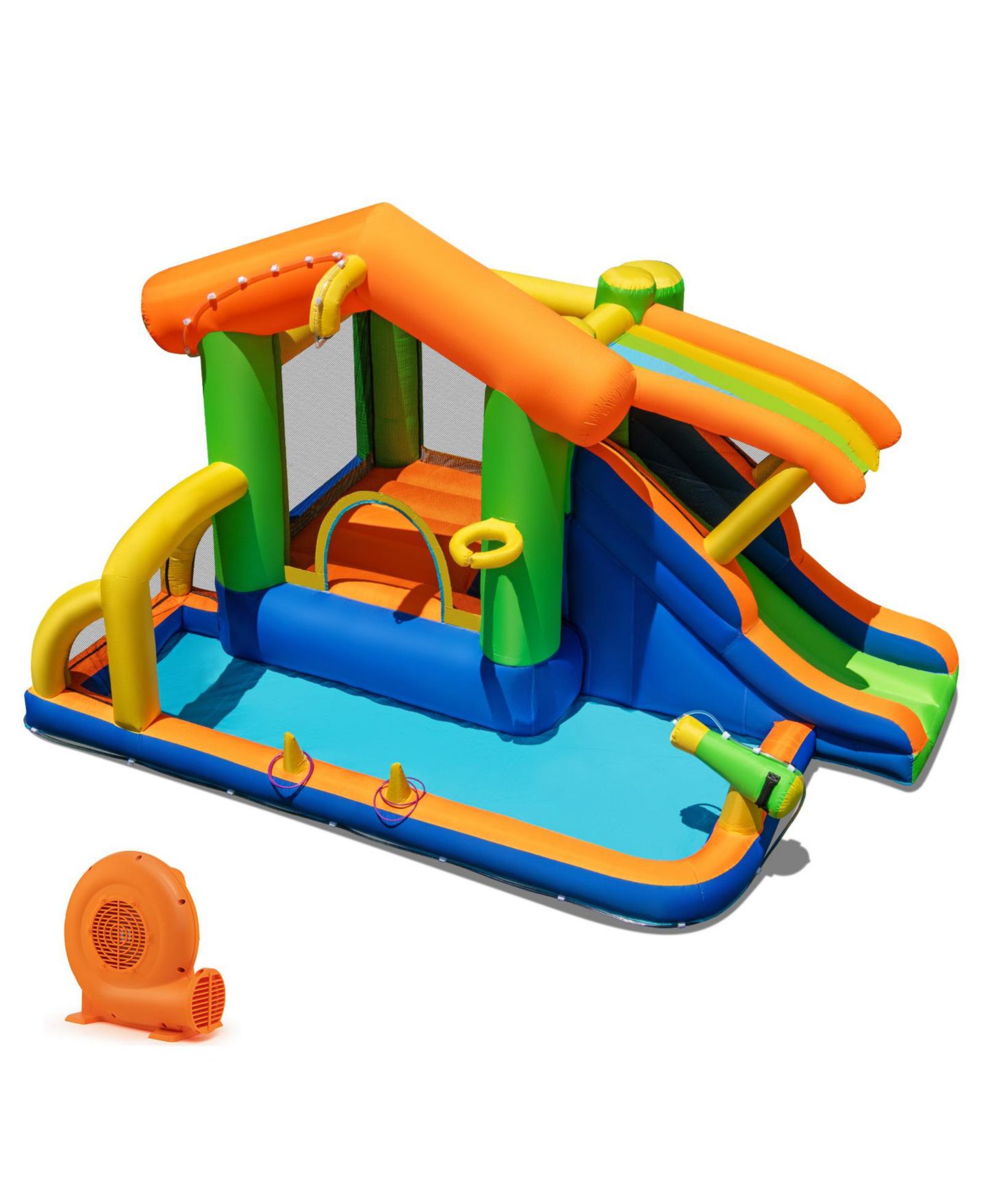 Детская игрушка Mecale 8-in-1 Inflatable Jumping Castle with Slide, 520W Blower Included, цвет: Синий — фото 1
