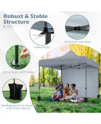 10x10 ft Pop-Up Canopy Tent with 4 Removable Sidewalls & Wheeled Bag
