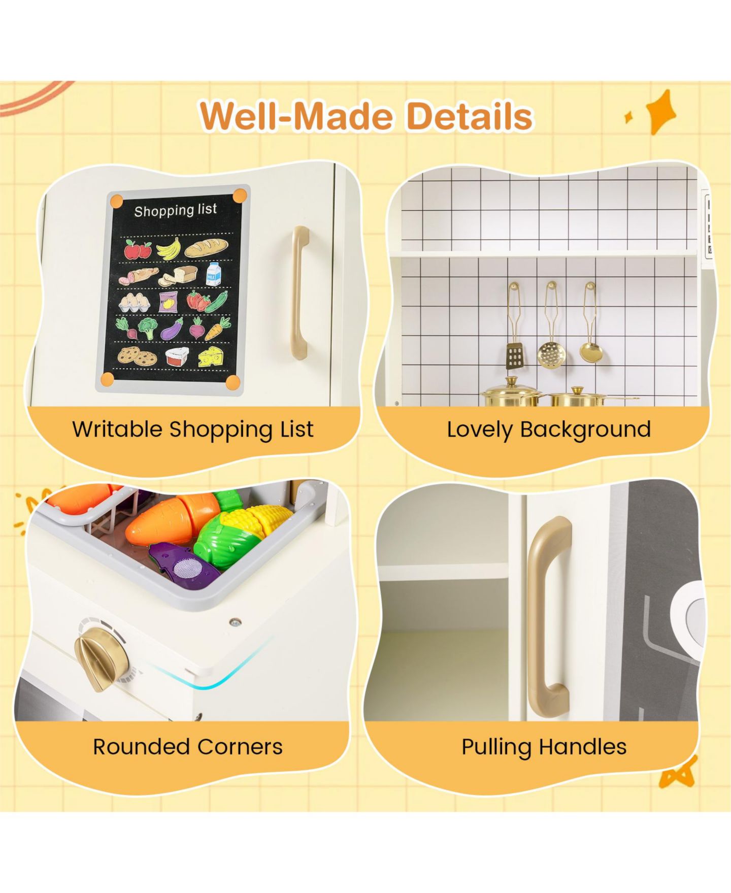 Детская игрушка Mecale Corner Light-and-Sound Stovetop Play Kitchen, Ages 3+, цвет: Белый — фото 7