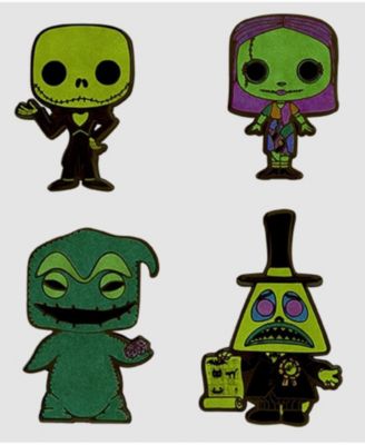 Nightmare Before Christmas Black Light Neon Pin Set of 4