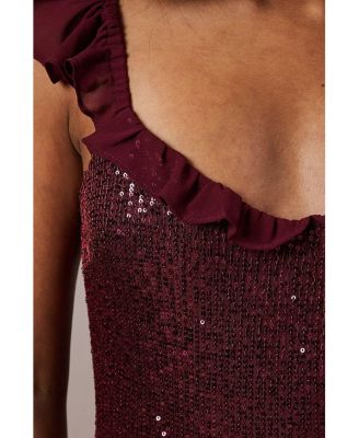 Women's Occasion Sequin Ruffle Midaxi Dress