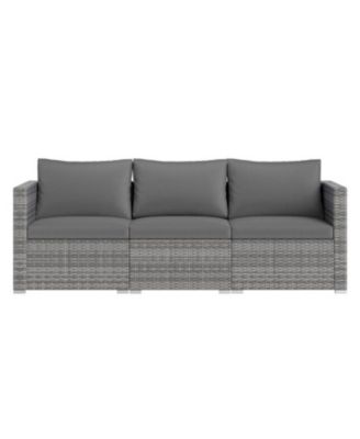 Outdoor 3-Piece PE Rattan Sectional Sofa Set with Cushions