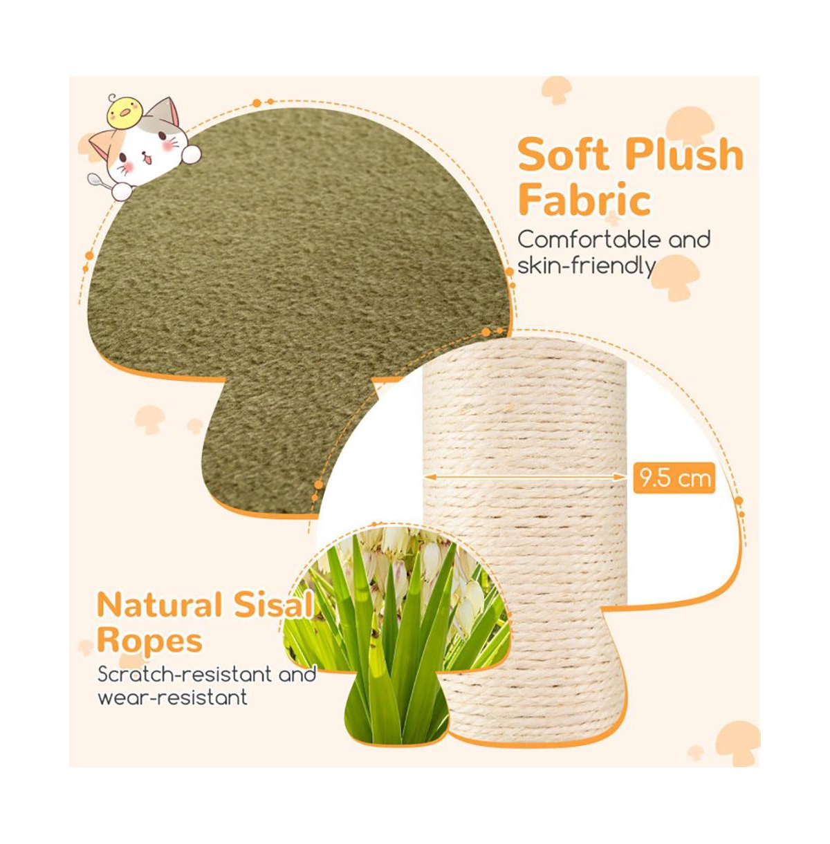 Aostirmotor 35" Cat Tower with Sisal Scratching Posts, Condo & Padded Platforms, Indoor Cat Tree