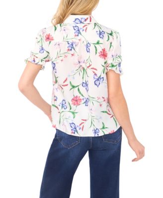 Women's Puff Sleeve Button-Down Collared Top