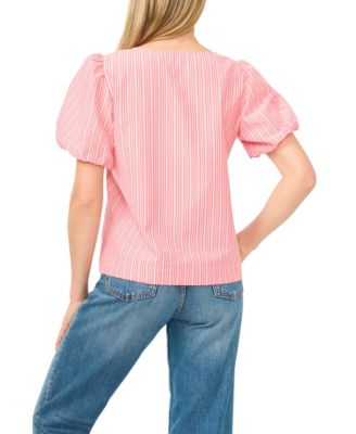 Women's Crew Neck Bubble-Sleeve Top