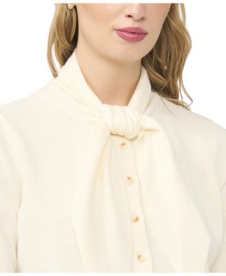 Women's Tie Neck Front Button Cardigan