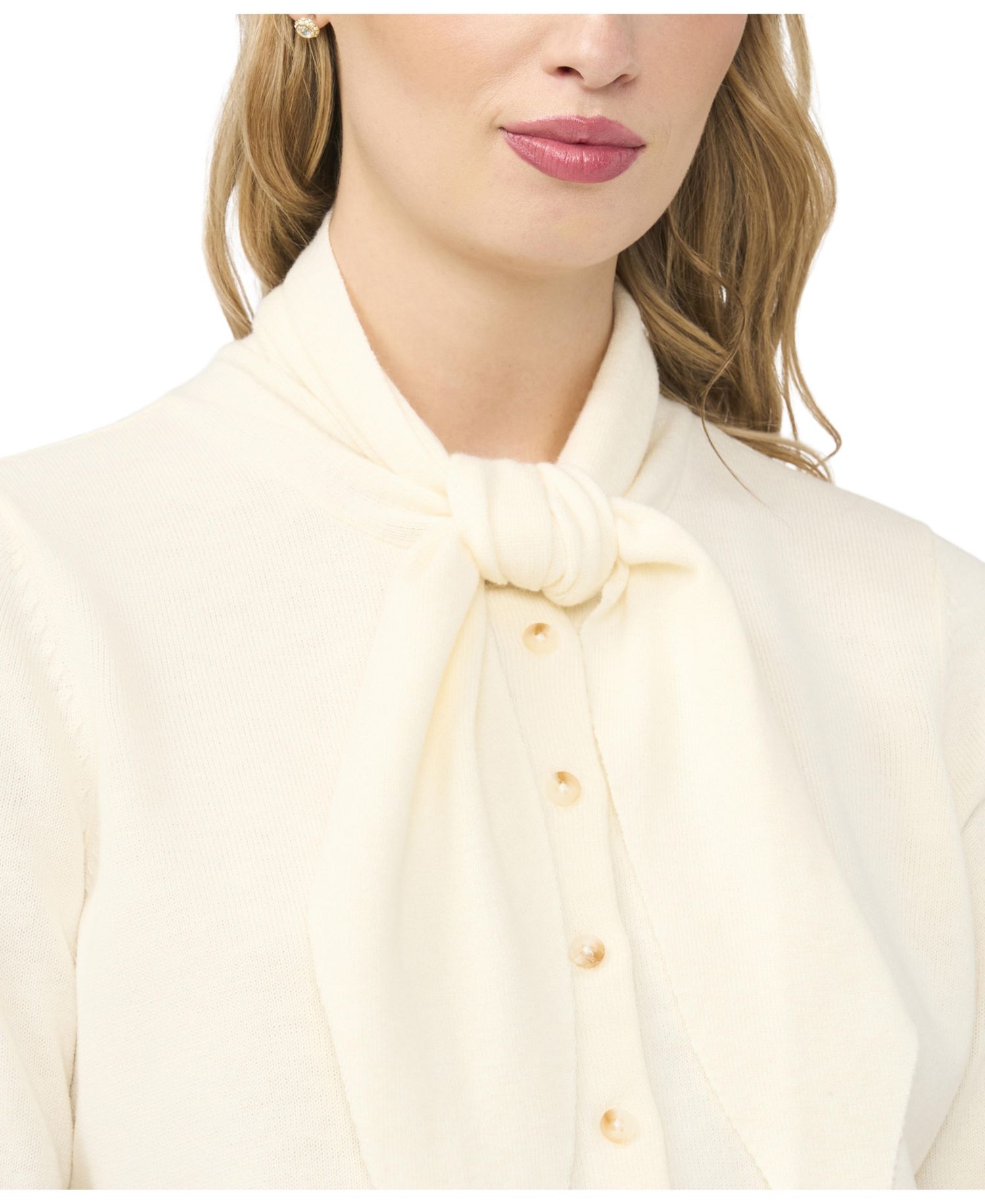 Women's Tie Neck Front Button Cardigan