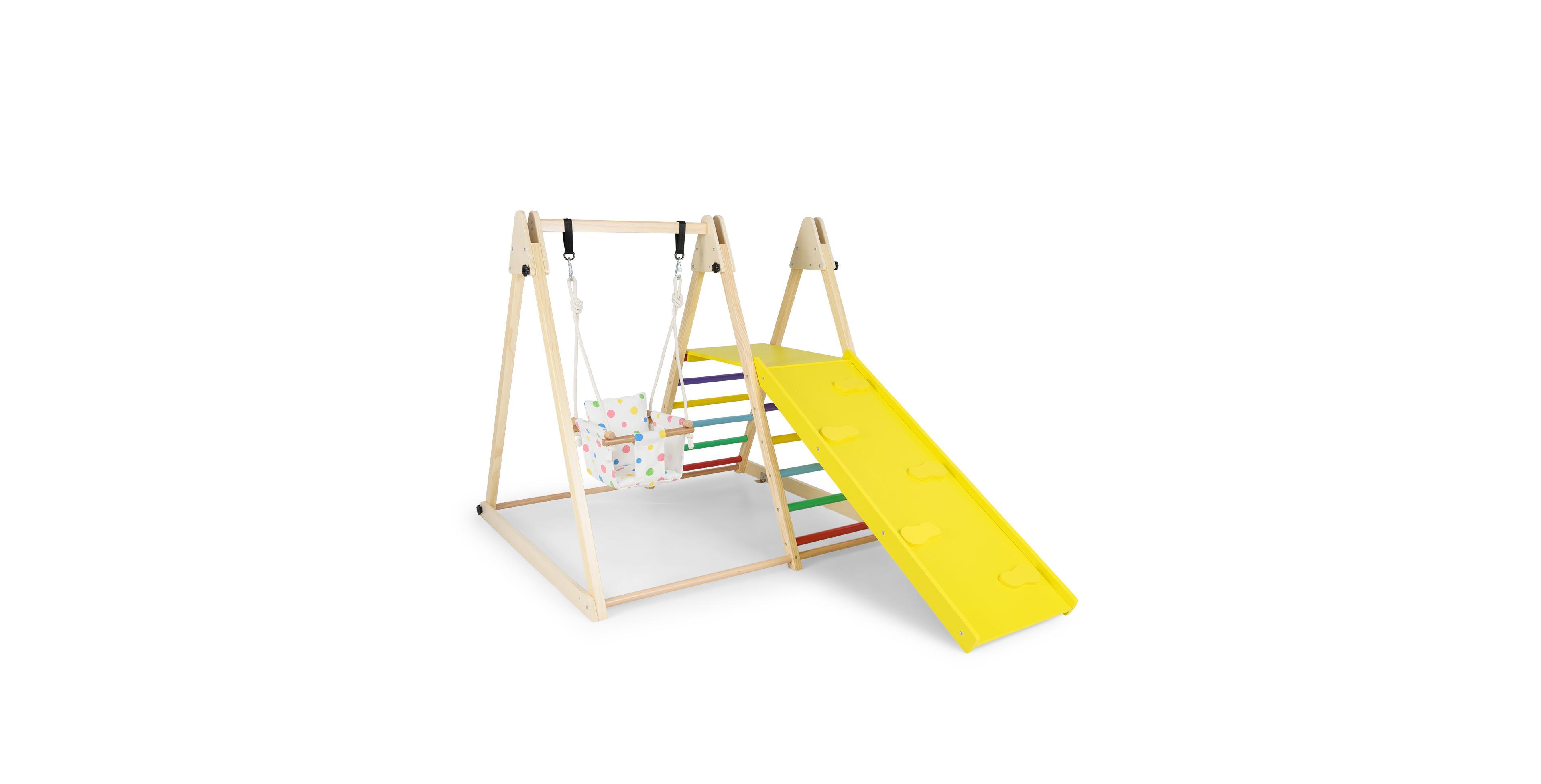 Mecale 4-in-1 Indoor Jungle Gym Montessori-Inspired Swing, Ladder, Platform and Ramp, 4-Piece Set