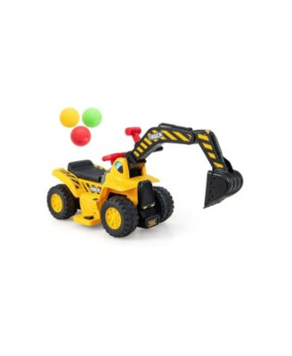 6V Kids Ride On Excavator Fun Digger with Folding Basketball Hoop