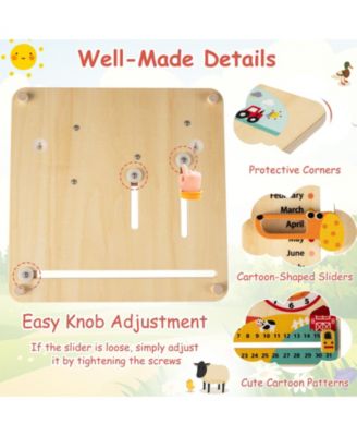 Montessori Wooden Learning Clock Toy for Toddlers, Seasons Theme
