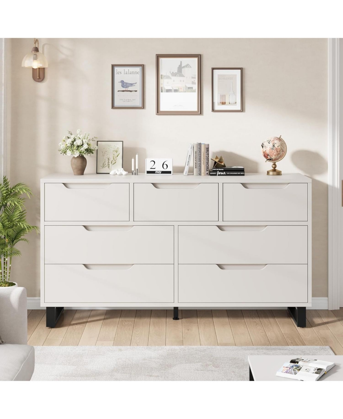 gaomon 55" Wide Wooden Freestanding 7-Drawer Dresser with Storage for Bedroom, Living Room & Entryway