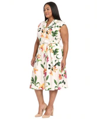 Plus Size Printed Midi Shirt Dress