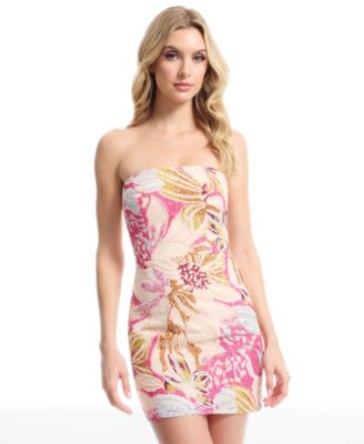 Women's Printed Strapless Bodycon Mini Dress