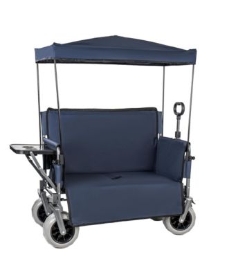 Collapsible Wagon - Heavy-Duty Seat Wagon with Canopy and Rear-Mounted Folding Tabletop, 500lbs Heavy-Duty for Camping, Garden