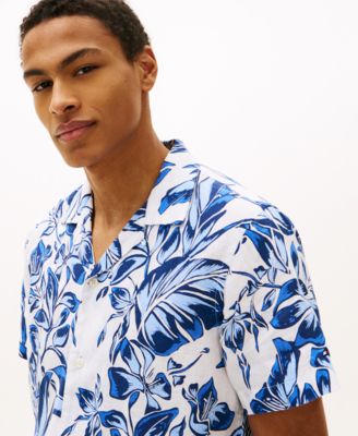 Men's Linen All-Over Floral Short-Sleeve Print Shirt