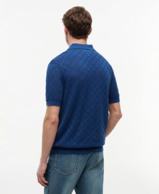 Men's Short-Sleeve Pointelle Knit Pattern Polo Shirt