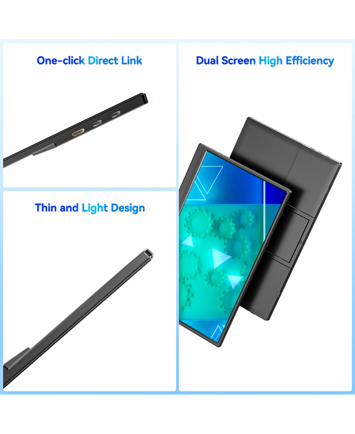 Ltmate Portable Monitor 15.6-inch, 1080P Usb-c Hdmi Ultra-Slim Travel Monitor with Kickstand, Eye Care, External Second Screen for Laptop Pc Mac Phone