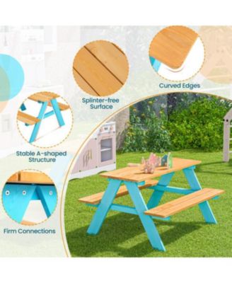 Kids Wooden Picnic Table with Benches for Indoor and Outdoor