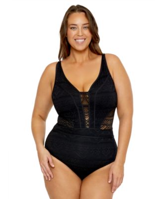 Plus Size Color Play Tummy-Control One-Piece Swimsuit