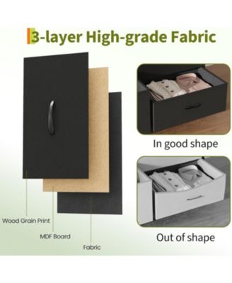 8 Drawer Fabric Dresser TV Stand with Wooden Top, Metal Frame Storage Chest, Wide Closet Organizer for Bedroom Living Room Hallway